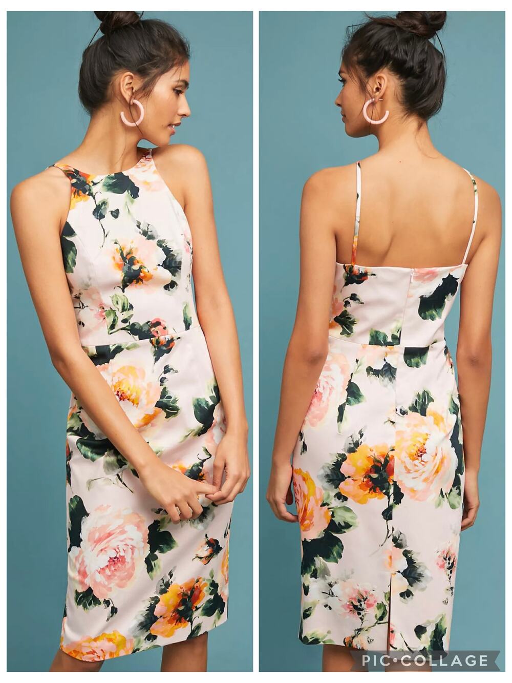 NEW Black Halo Montego Sheath Dress Floral Knee Length Size 10